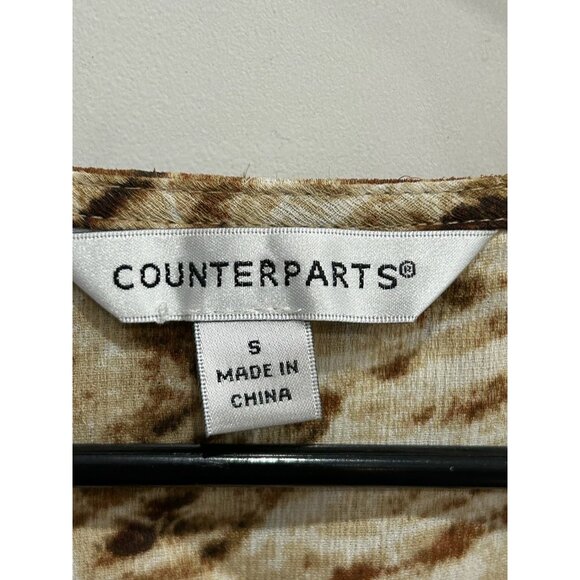 Counterparts Animal Print Wrap Style Blouse With 3/4 Sleeves Sz Small - Picture 6 of 11
